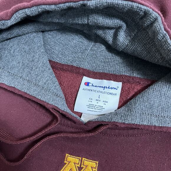 Minnesota Golden Gophers Hoodie Mens Large Maroon Champion Sweatshirt - Picture 3 of 10